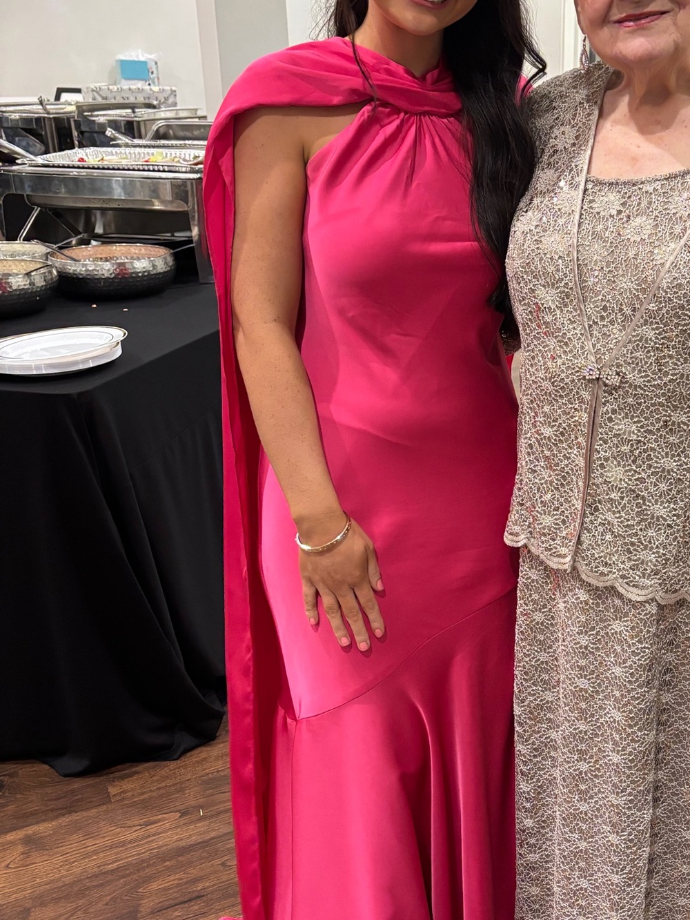 Elegant Hot Pink One-Shoulder Evening Dress